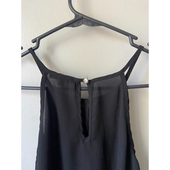 Papermoon Sheer Black Flowing Sleeveless Blouse With Keyhole Neckline, Small - Picture 4 of 7
